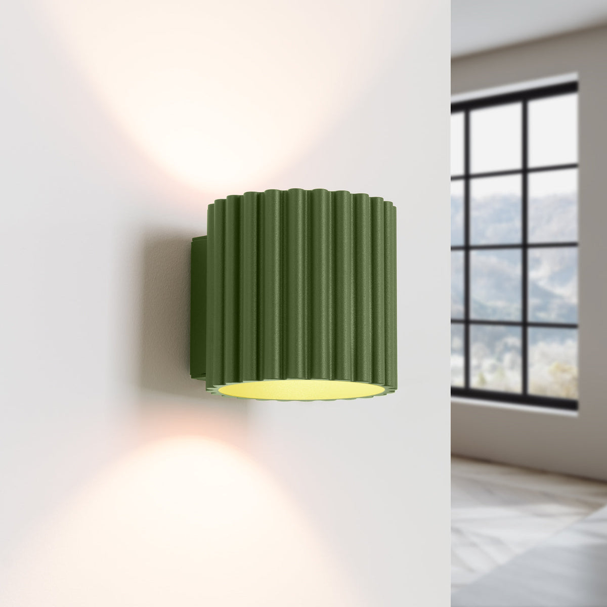 Applique Murale Aura Aluminium Cannelé Vert Olive