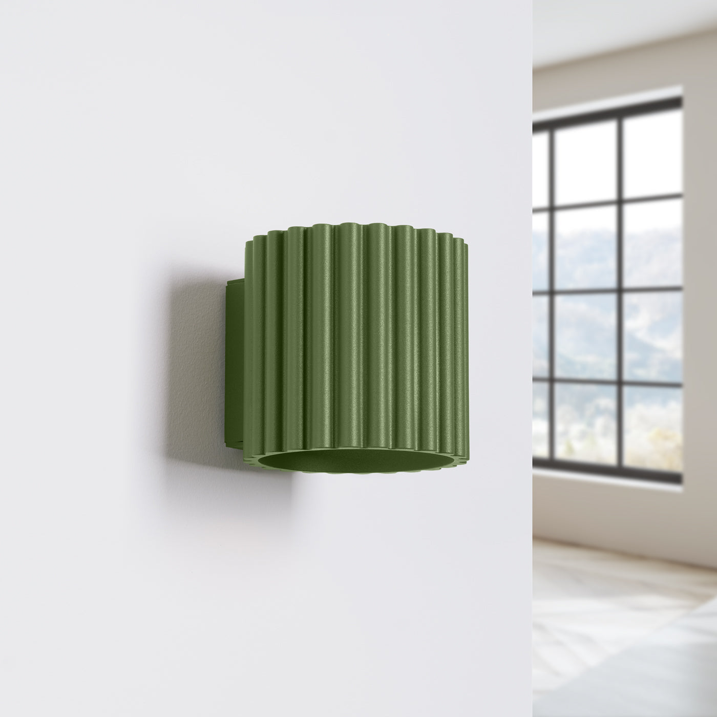 Applique Murale Aura Aluminium Cannelé Vert Olive