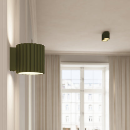Applique Murale Aura Aluminium Cannelé Vert Olive