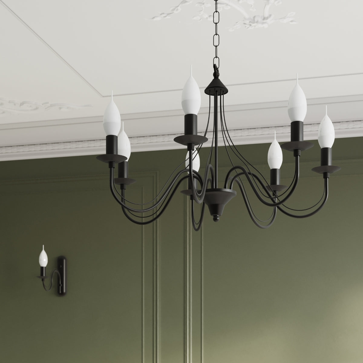 Applique Murale Bougie Moderne Noire