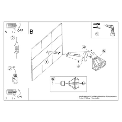 Applique Murale Orientable Cage Acier Style Industriel