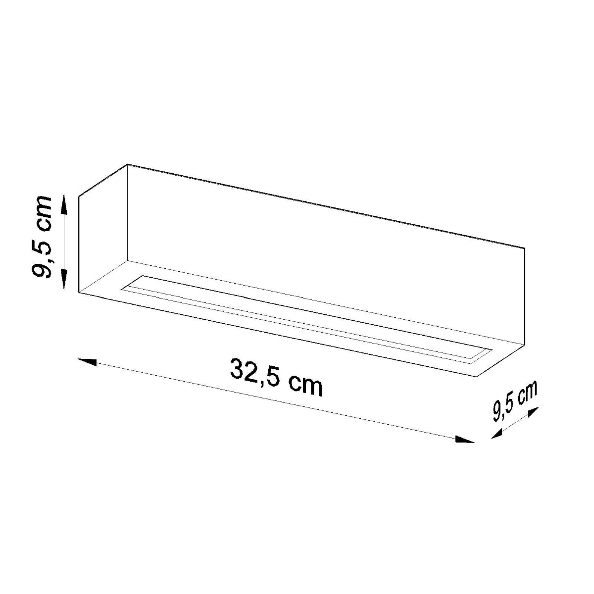 Applique Murale Rectangulaire Céramique Grise, Éclairage Haut et Bas