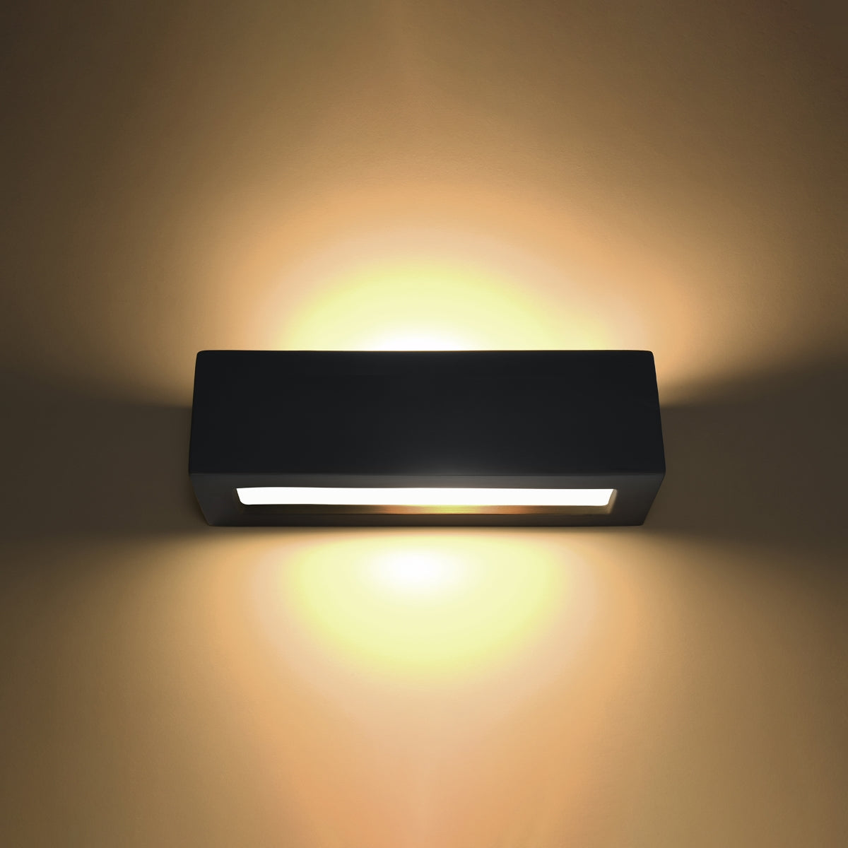 Applique murale rectangle céramique noire E27 haut et bas