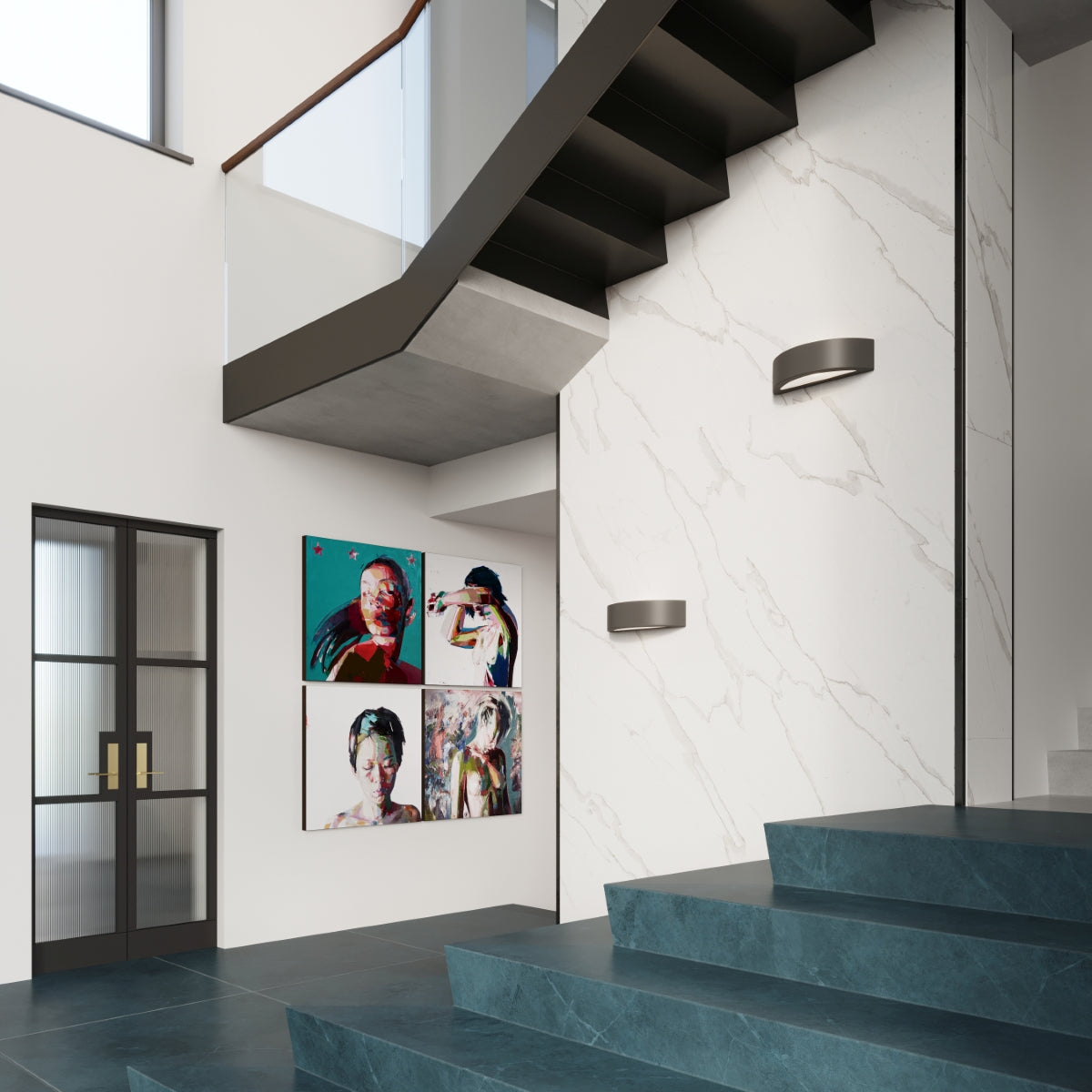 Applique murale Croissant en céramique noire E27