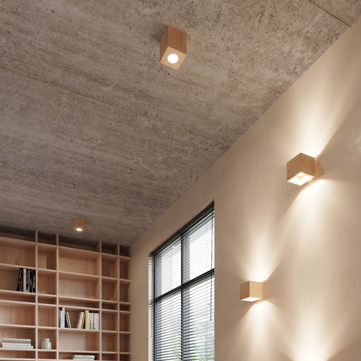 Applique Murale Cube en Bois Naturel