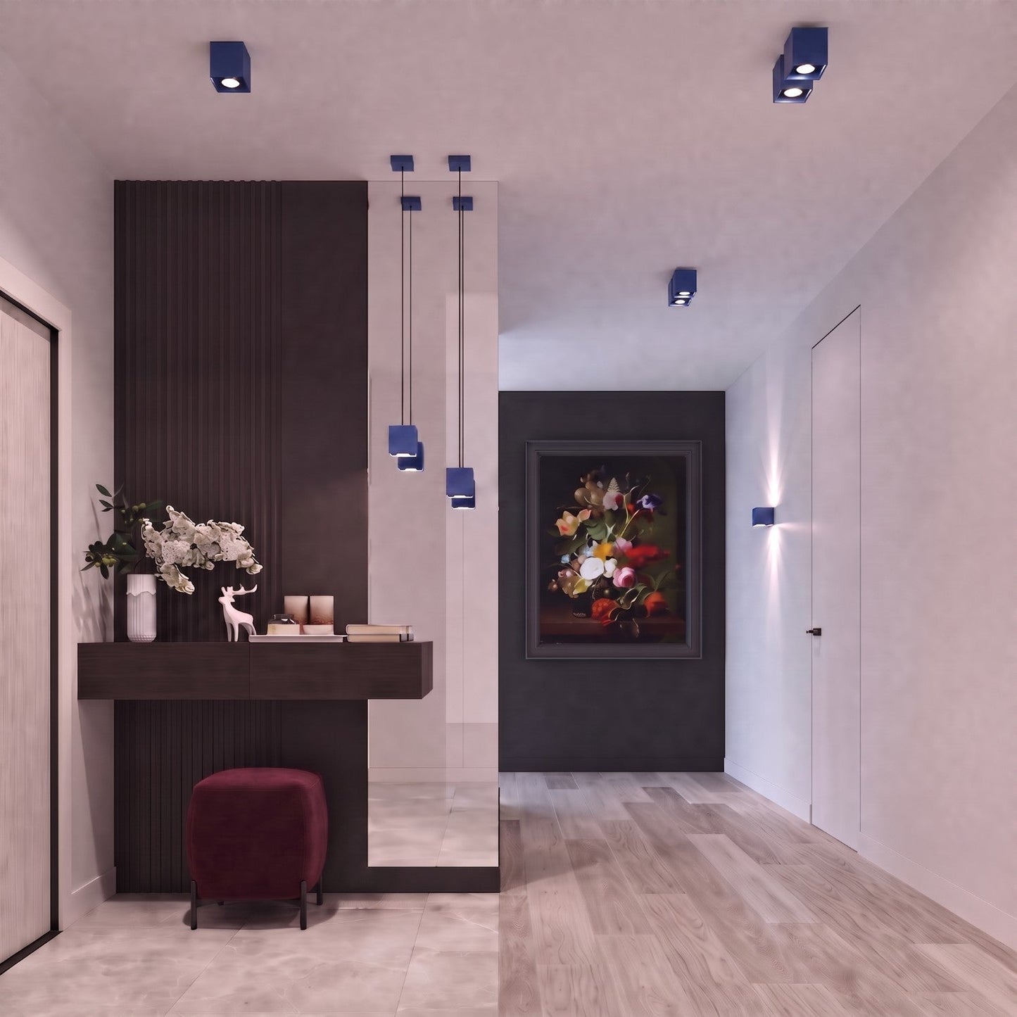 Applique Murale Cube LED Bleu Outremer