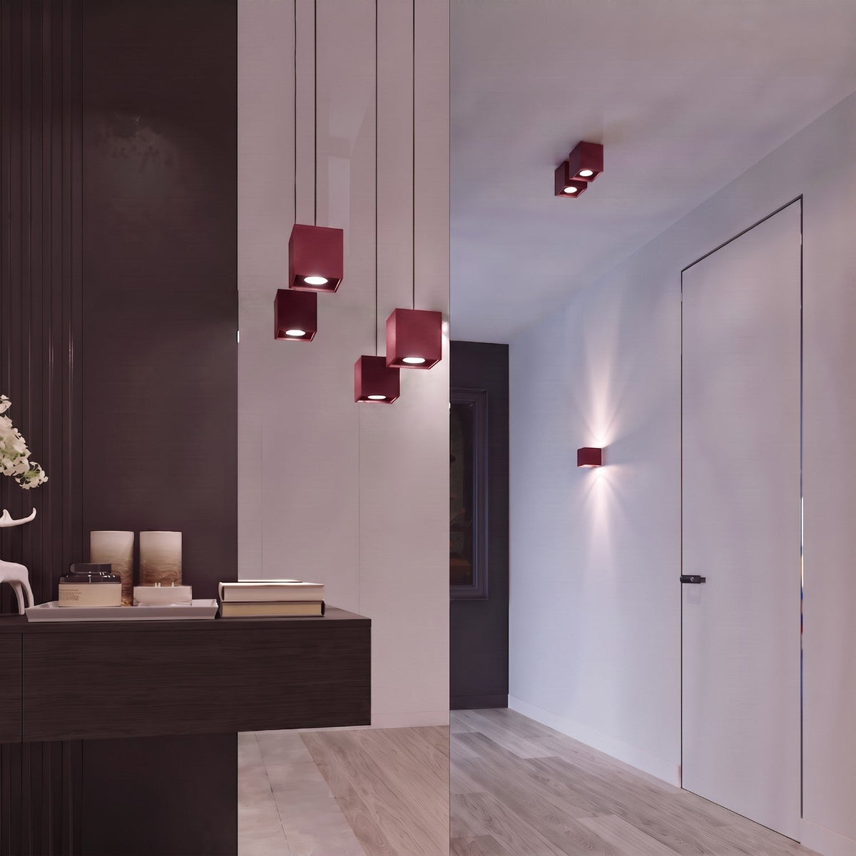 Applique Murale Cube LED Bordeaux