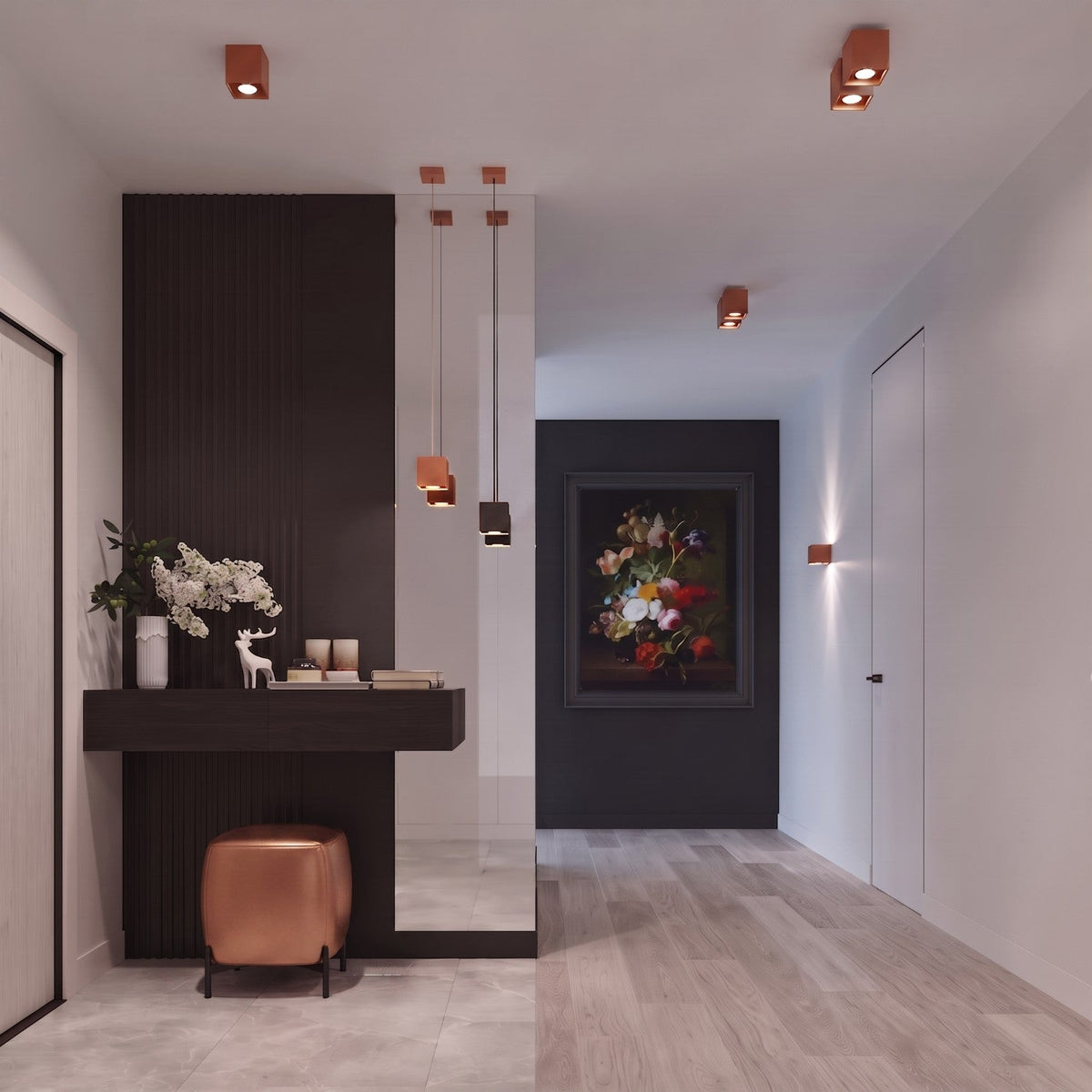 Applique Murale Cube LED Ocre Rouge