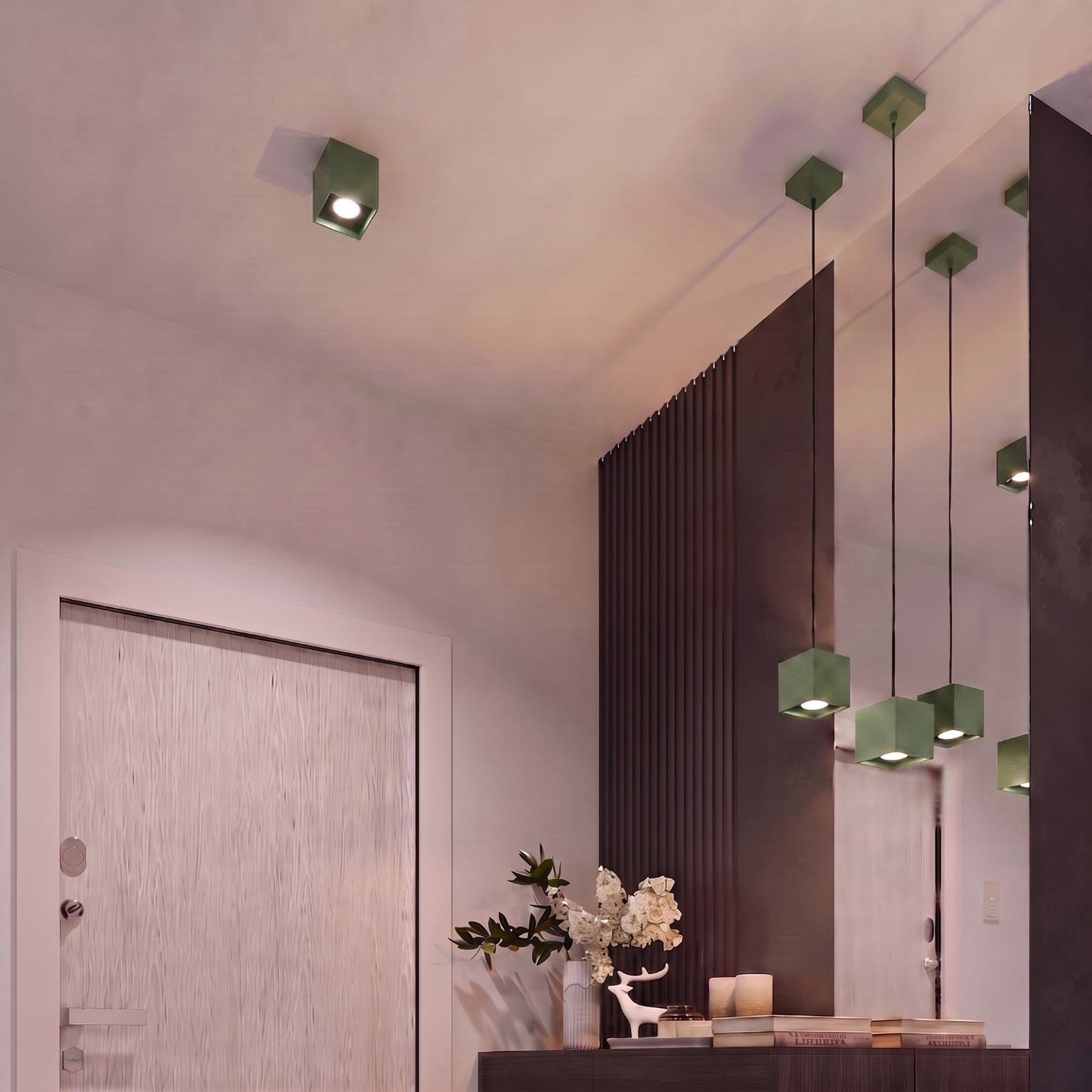 Applique Murale Cube LED Vert Olive