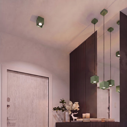 Applique Murale Cube LED Vert Olive