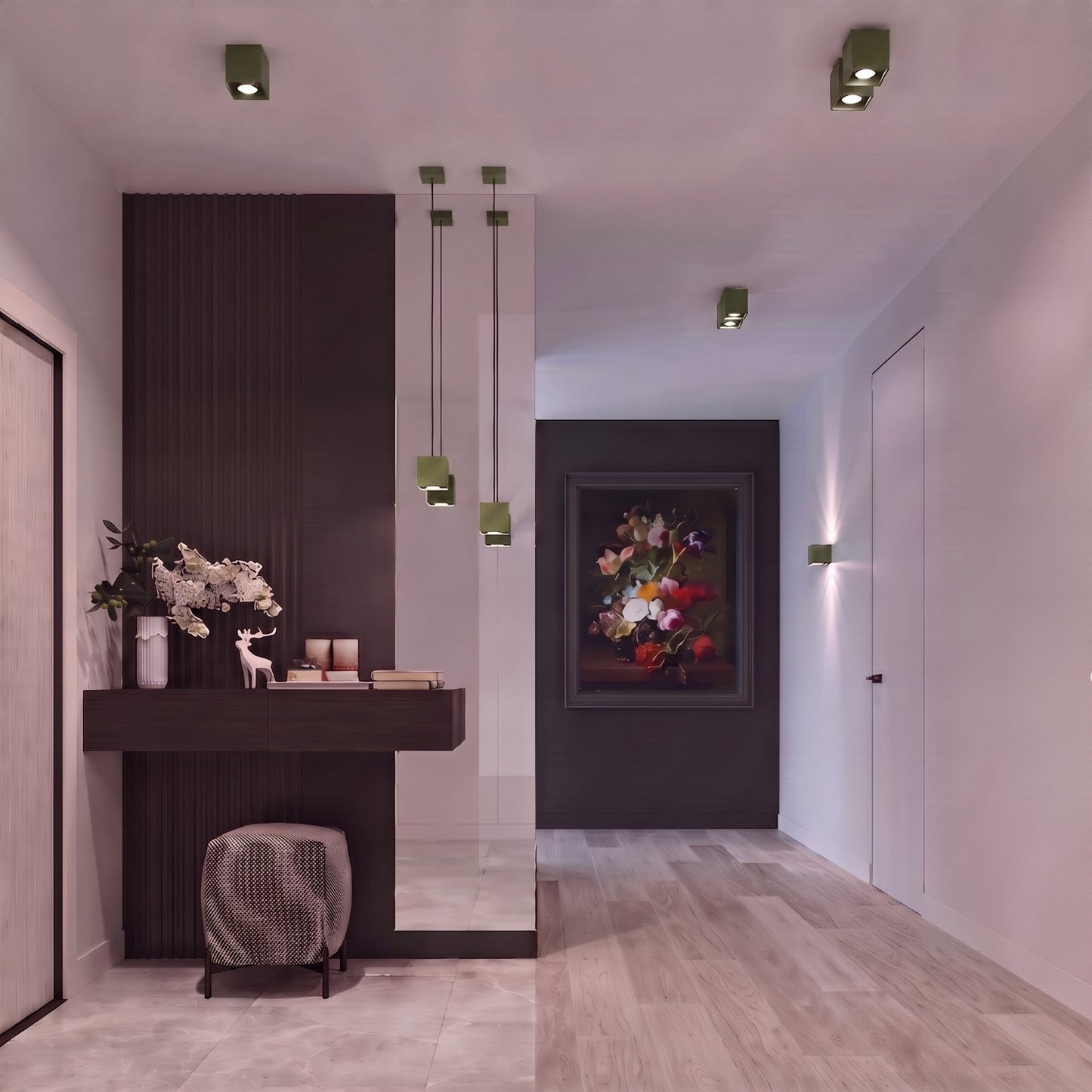 Applique Murale Cube LED Vert Olive