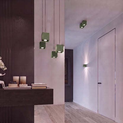 Applique Murale Cube LED Vert Olive