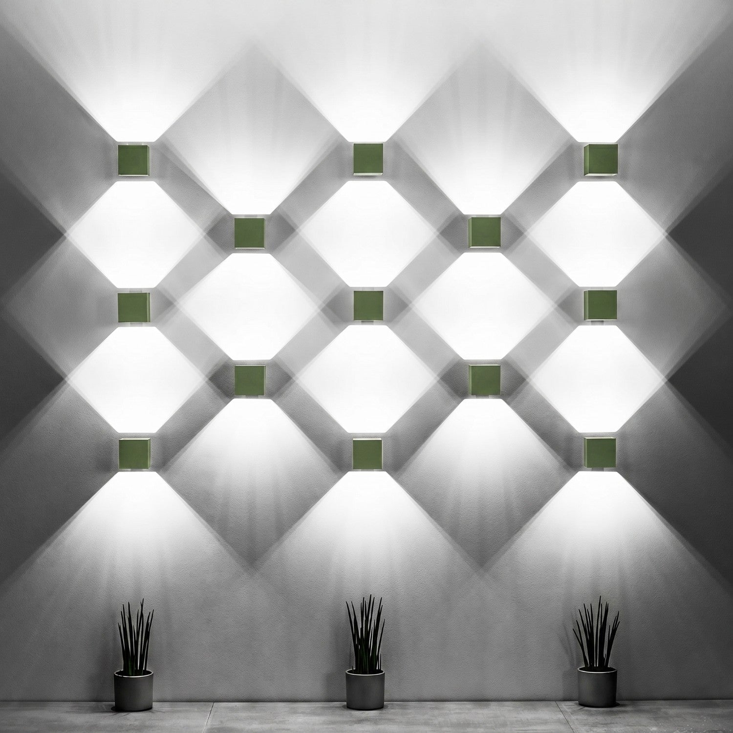 Applique Murale Cube LED Vert Olive