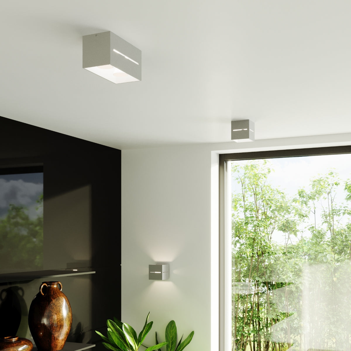 Applique Murale Cube Ouvert Grise