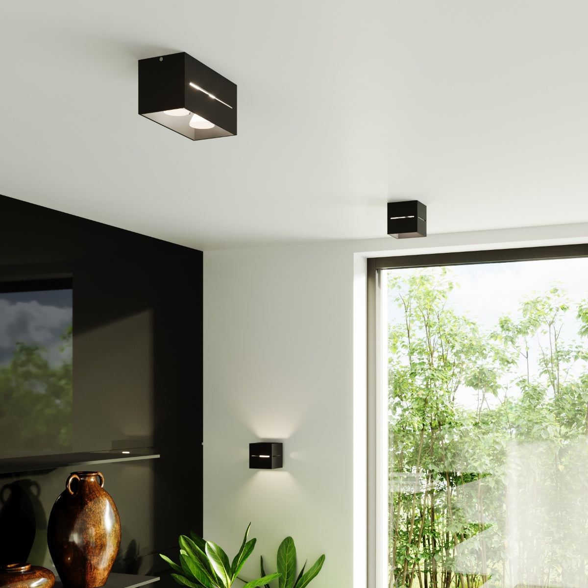 Applique Murale Cube Ouvert Noire