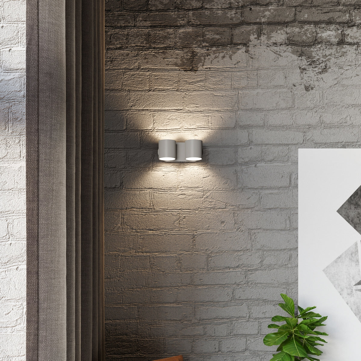 Applique Murale Cylindrique Double Grise