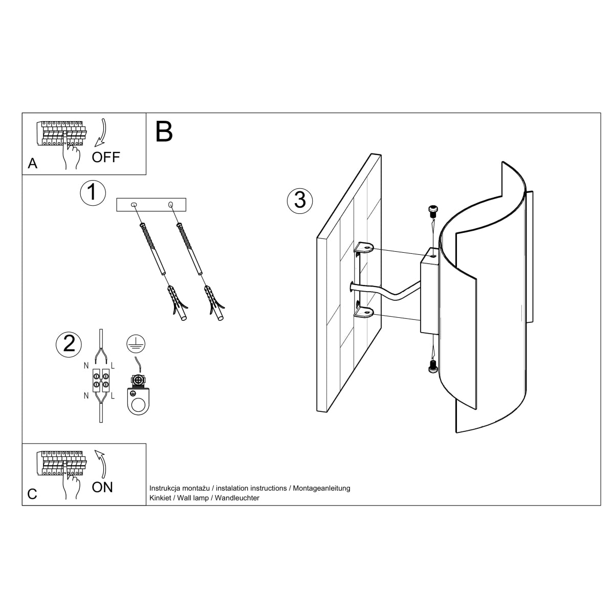 Applique Murale Double Arc en Acier Noir