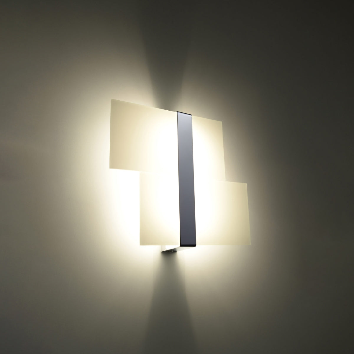 Applique Murale Double Plaque en Verre et Chrome