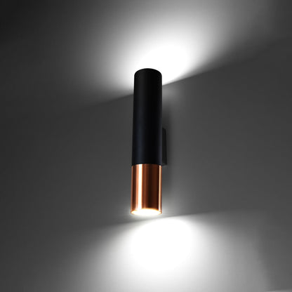 Applique Murale Tube Duo Metallic Acier Noir et Cuivre
