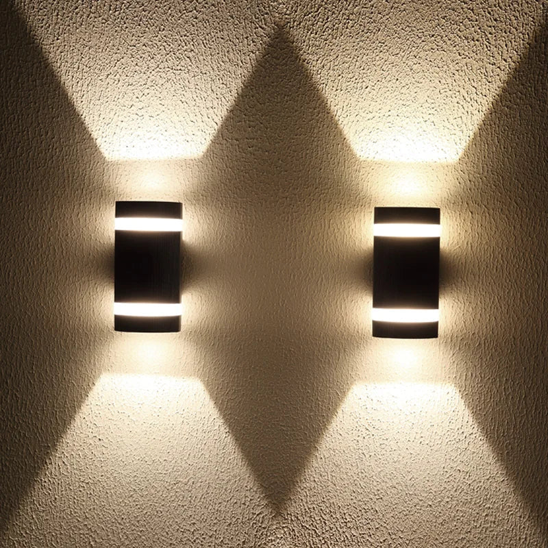 Applique Murale Extérieure Cylindrique Noire LED Bidirectionnelle IP65
