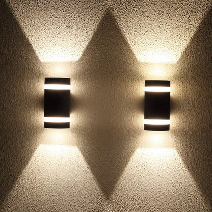 Applique Murale Extérieure Cylindrique Noire LED Bidirectionnelle IP65