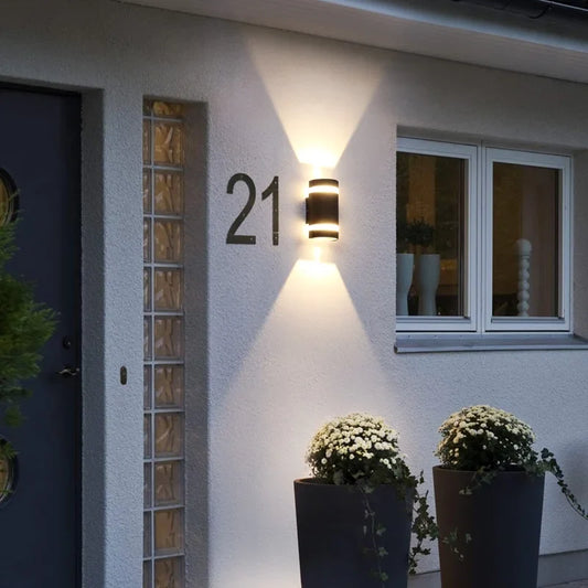 Applique Murale Extérieure Cylindrique Noire LED Bidirectionnelle IP65