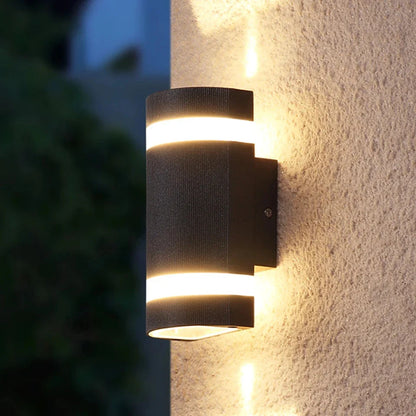 Applique Murale Extérieure Cylindrique Noire LED Bidirectionnelle IP65