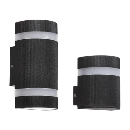 Applique Murale Extérieure Cylindrique Noire LED Bidirectionnelle IP65