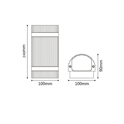 Applique Murale Extérieure Cylindrique Noire LED Bidirectionnelle IP65