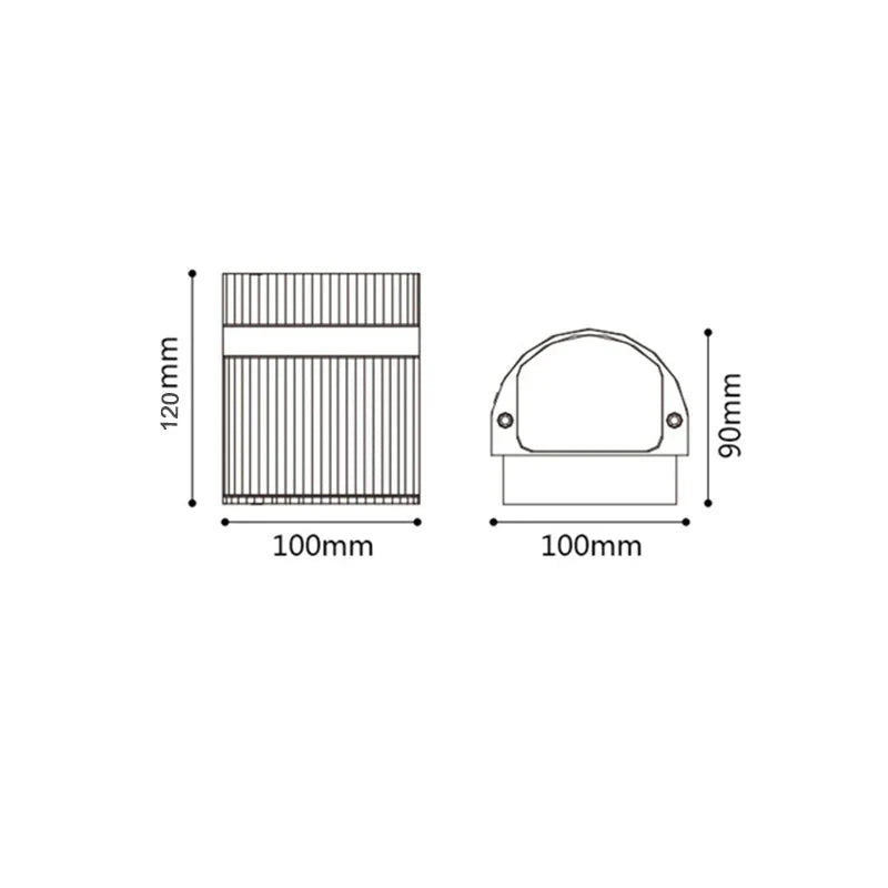 Applique Murale Extérieure Cylindrique Noire LED Bidirectionnelle IP65