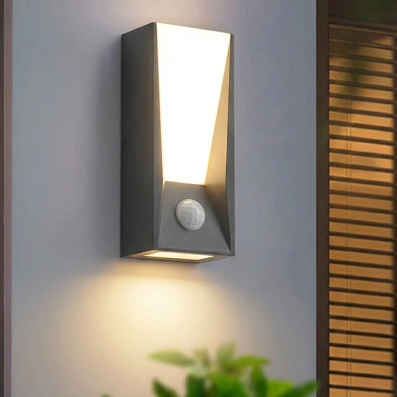 Applique Murale Extérieure Détecteur de Mouvement LED Aluminium Gris Anthracite