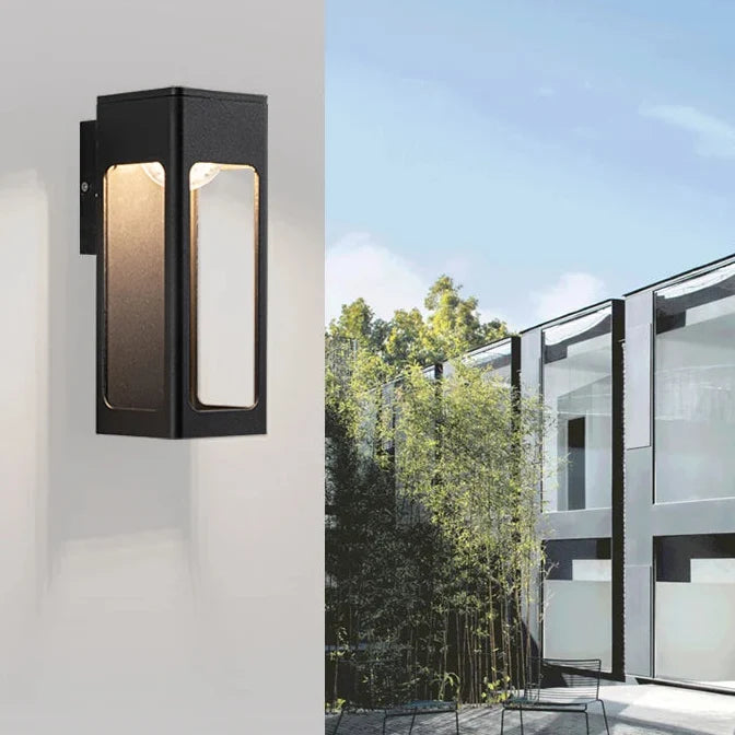 Applique Murale Extérieure LED Aluminium Noire, Éclairage Haut et Bas