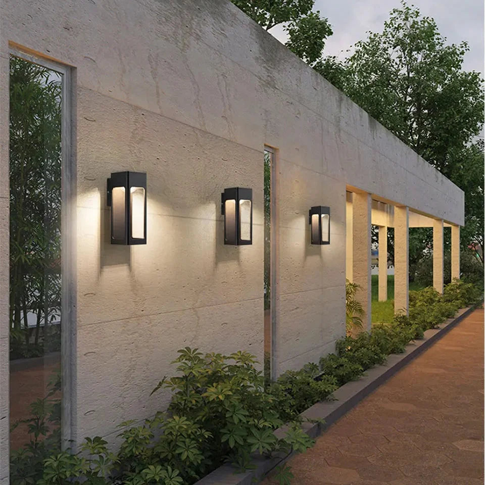 Applique Murale Extérieure LED Aluminium Noire, Éclairage Haut et Bas