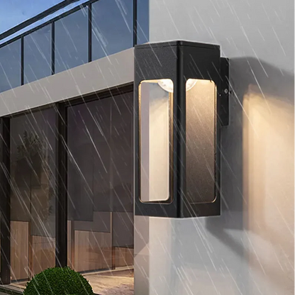 Applique Murale Extérieure LED Aluminium Noire, Éclairage Haut et Bas