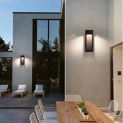 Applique Murale Extérieure LED Aluminium Noire, Éclairage Haut et Bas