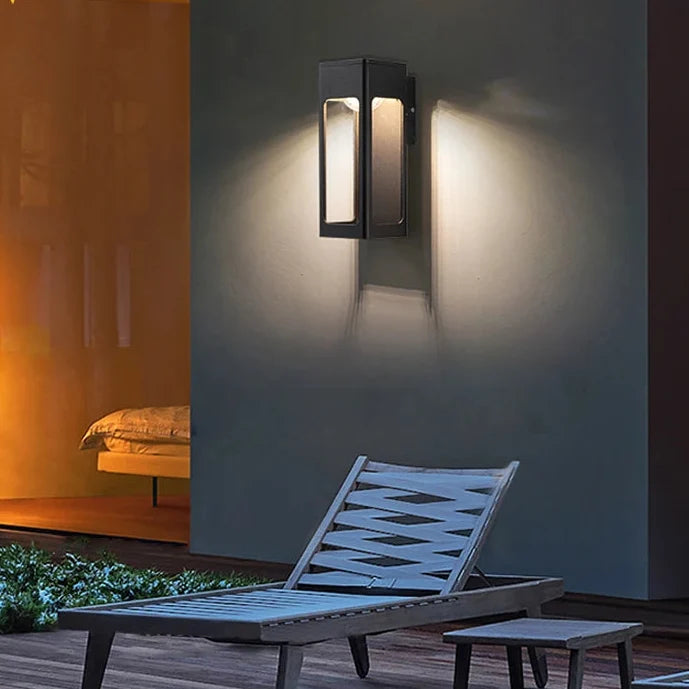 Applique Murale Extérieure LED Aluminium Noire, Éclairage Haut et Bas