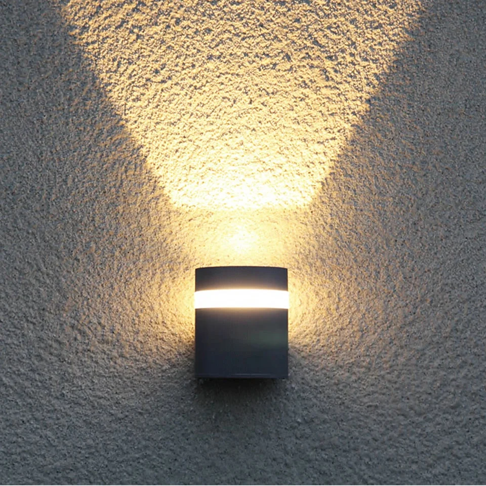 Applique Murale Extérieure Cylindrique Noire LED Bidirectionnelle IP65