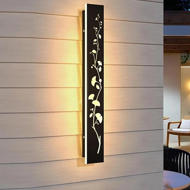 Applique Murale Extérieure Noire LED Motif Feuillage Ajouré IP65