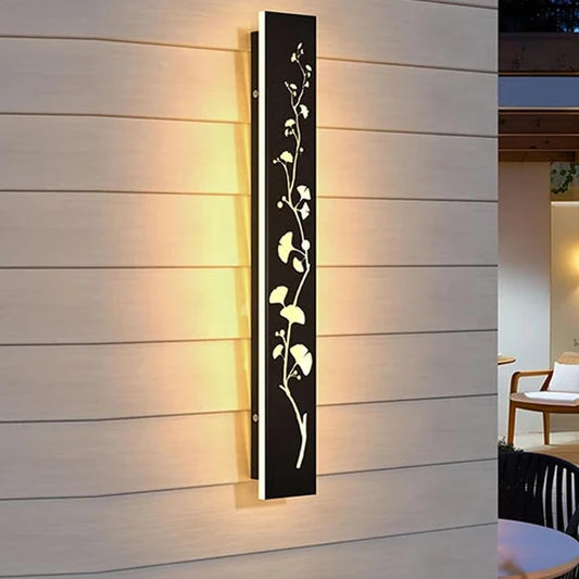 Applique Murale Extérieure Noire LED Motif Feuillage Ajouré IP65