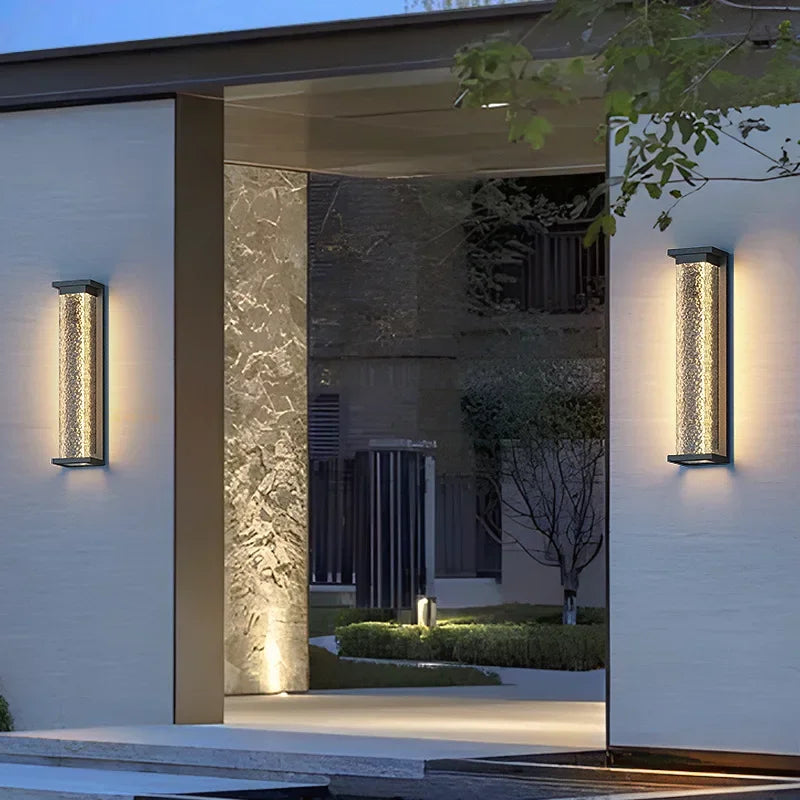 Applique Murale Extérieure LED Noire, Effet Vague d'Eau IP65