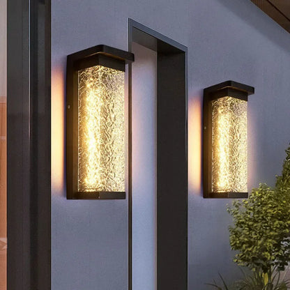 Applique Murale Extérieure LED Noire, Effet Vague d'Eau IP65