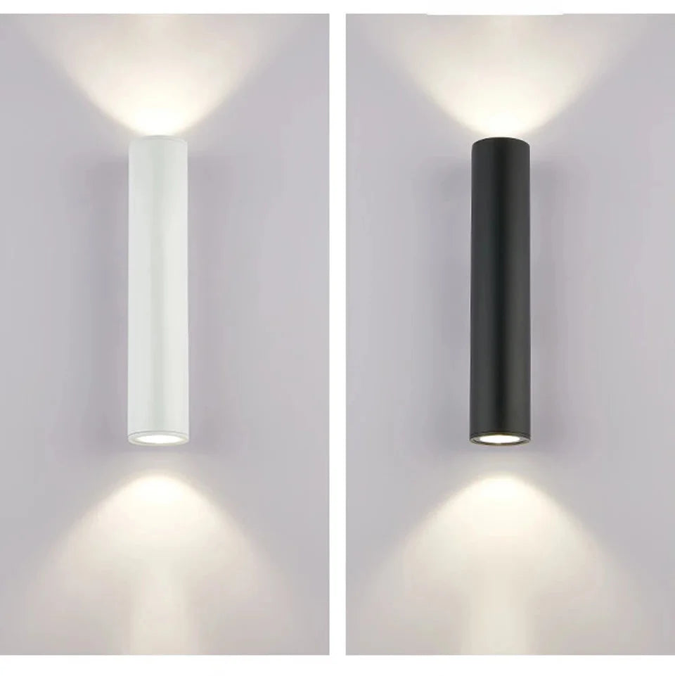 Applique Murale Extérieure Tube LED Aluminium Noire ou Blanche