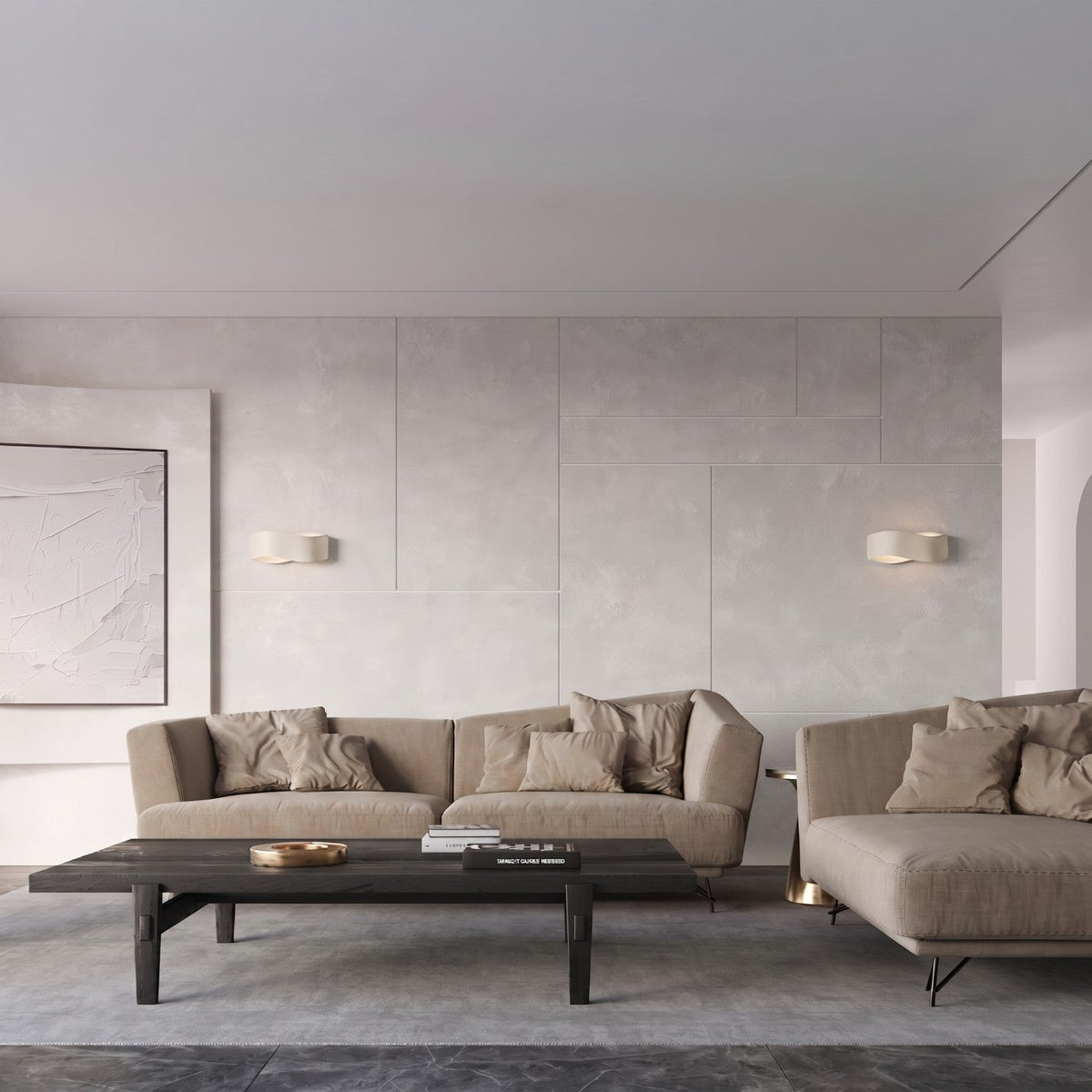 Applique Murale Flux Lumineux 30 Vague Acier Beige
