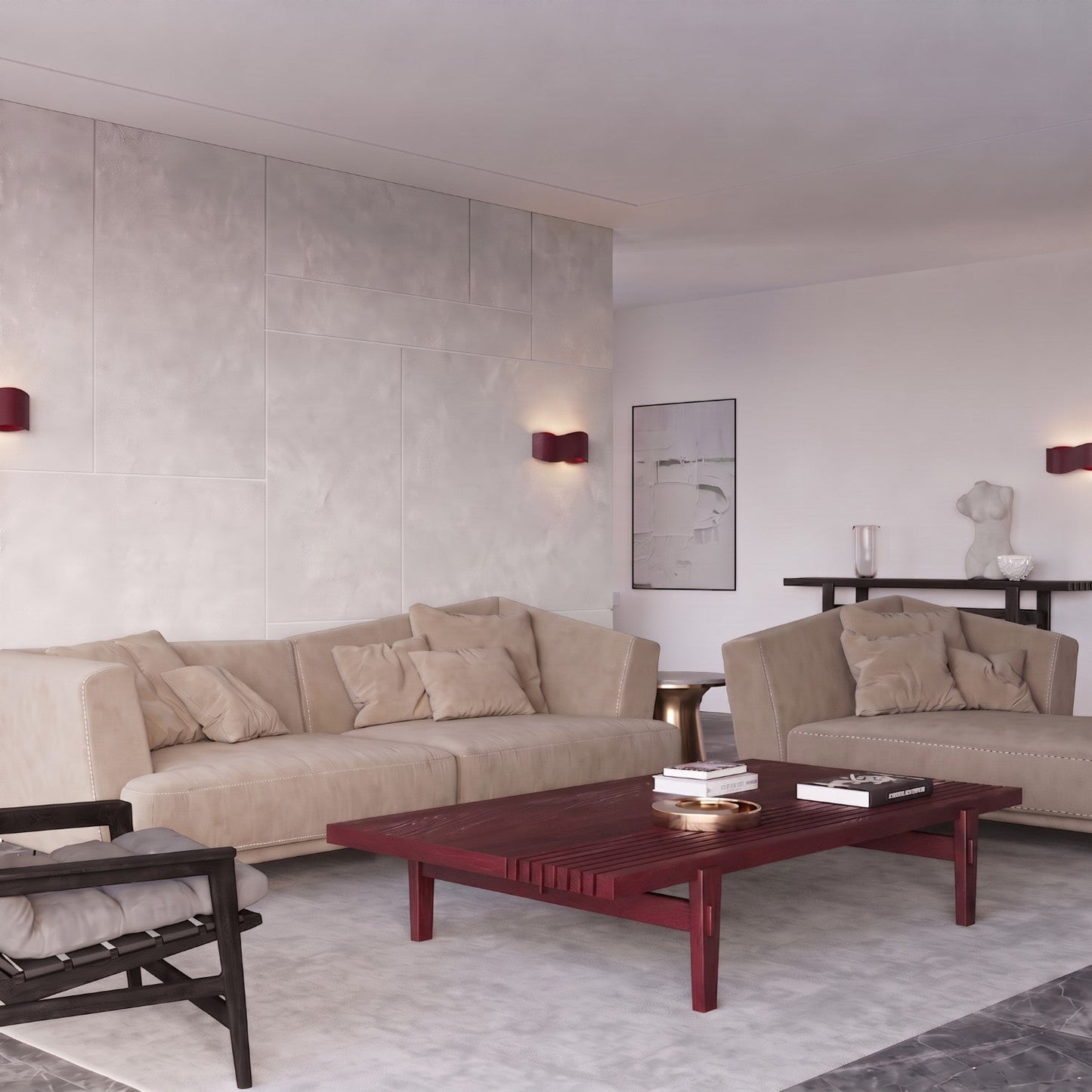 Applique Murale Flux Lumineux 30 Vague Acier Bordeaux