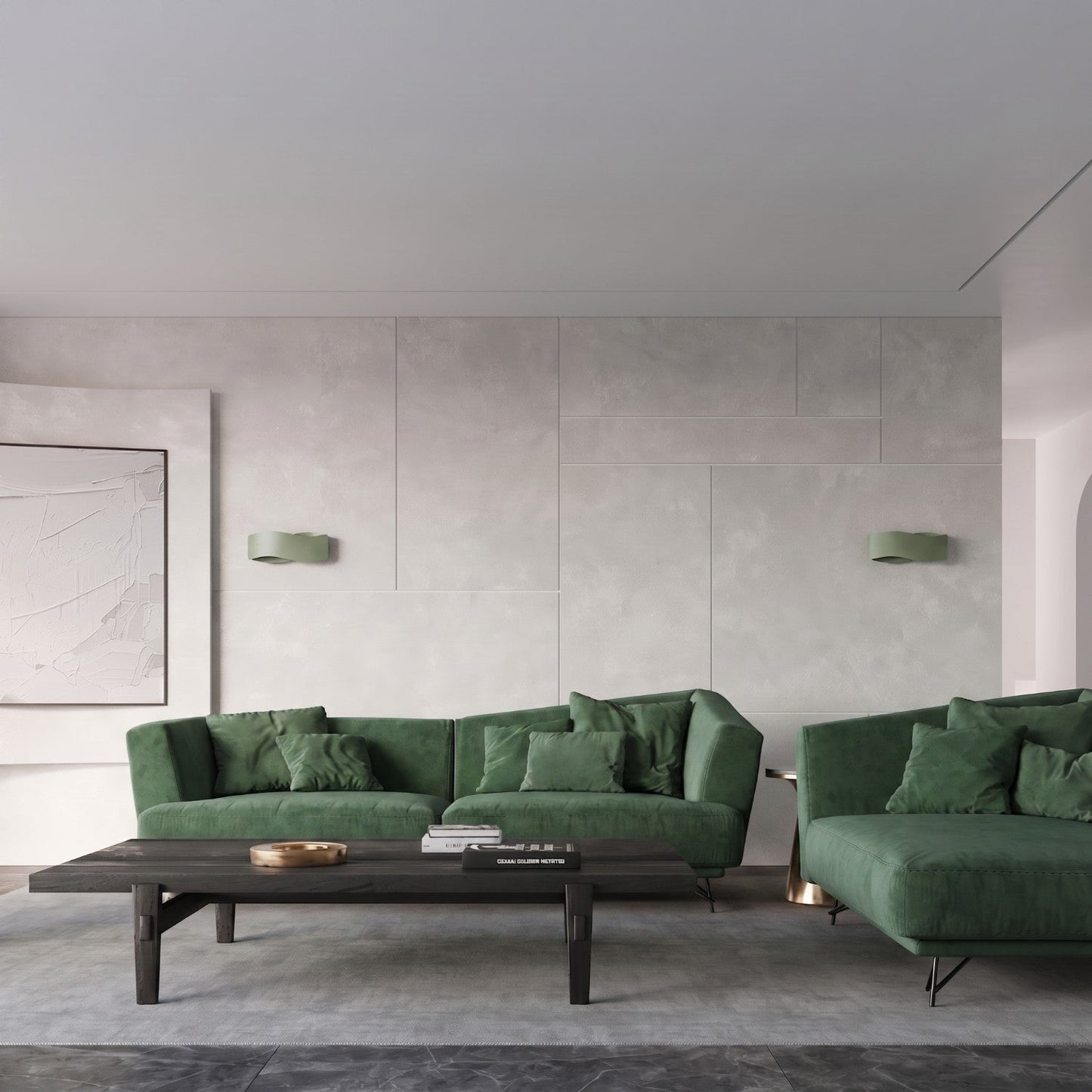 Applique Murale Flux Lumineux 30 Vague Acier Vert Olive