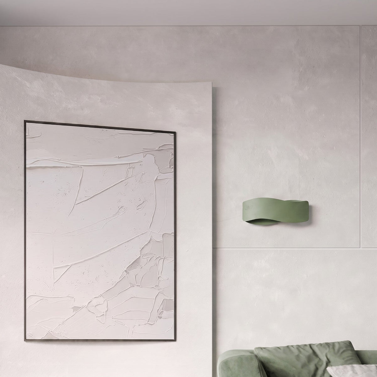 Applique Murale Flux Lumineux 30 Vague Acier Vert Olive