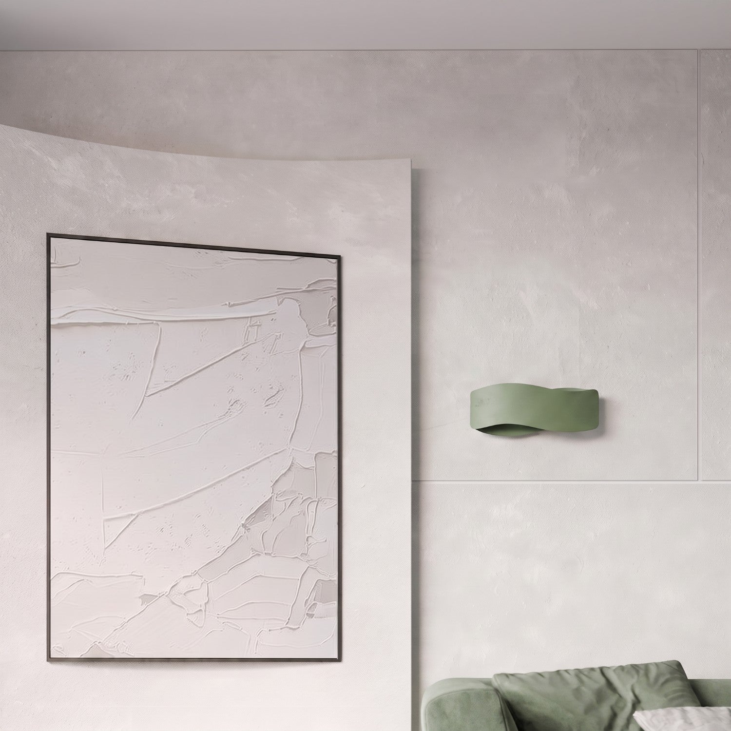 Applique Murale Flux Lumineux 30 Vague Acier Vert Olive