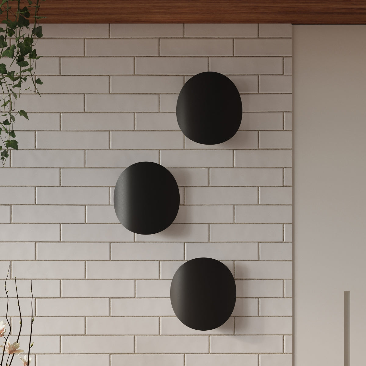 Applique Murale Ombre Douce Galet en Métal Noir Mat