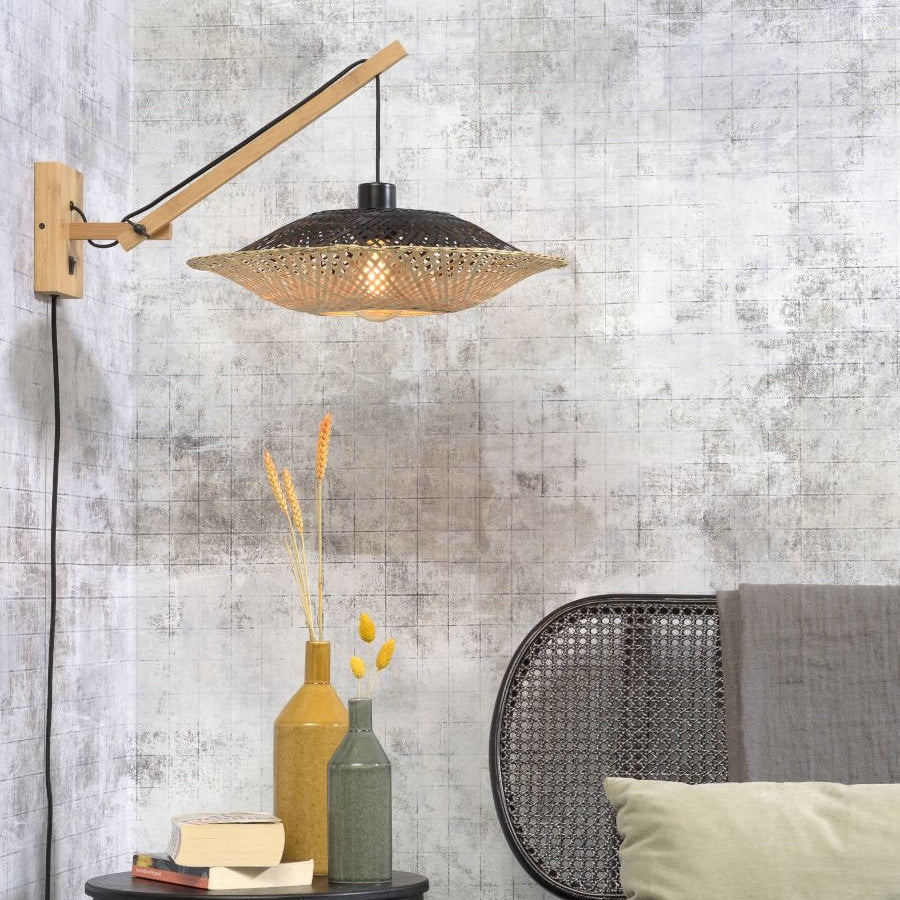 Applique Murale Kalimantan Bambou Tressé Noir et Naturel 44x12 cm L