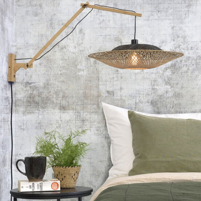 Applique Murale Kalimantan Bambou Tressé Noir et Naturel 60x15 cm L